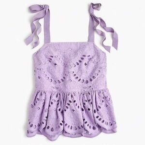 Lavender J. Crew eyelet tie shoulder top, 6